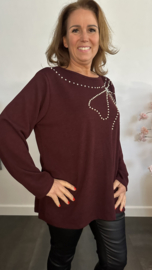 Trui Estelle met parels Bordeaux