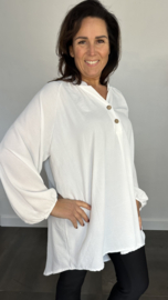 Tuniek met knoopjes crepe +SIZE ecru