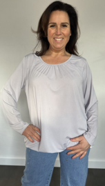 Ballon shirt travel met elastiek licht grijs
