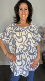 Linnenlook shirt Waves wit/ jeans blauw