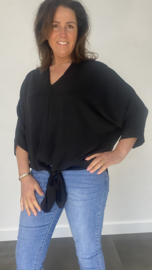Blouse debby met knoop en kraagje zwart