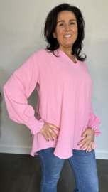 Crepe blouse Leonie met ruche Pink