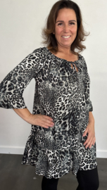 Soft shirt/ tuniek cheeta met strook grijs