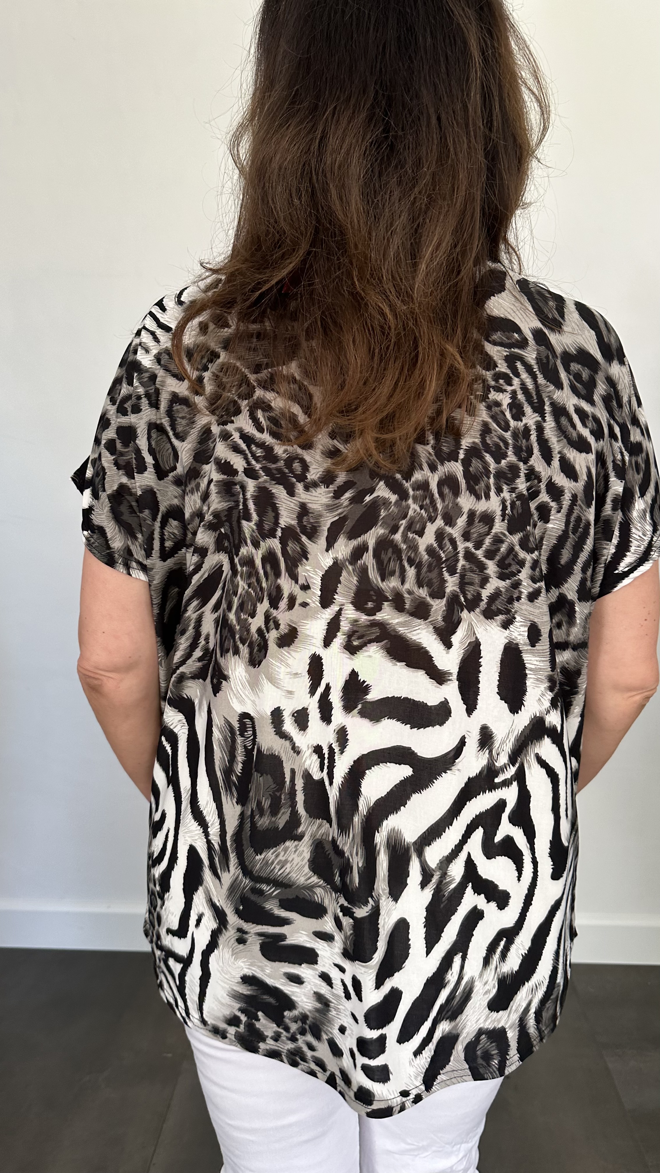 Shirt Zipp panter tijger grijs