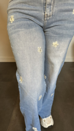 G-smack wide leg jeans met bloemen