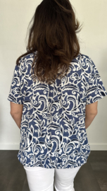 Ballon shirt met elastiek denim versailles(+size)