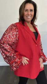 Blazer met pailletten + SIZE rood SALE