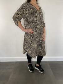 Tuniek met rits zebra zwart/camel