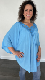 Tuniek chantal met kant turquoise +SIZE