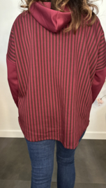 Sweater met capuchon /streep Bordeaux