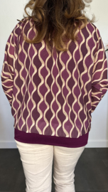 Blouse met boord wavy aubergine