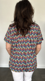 Ballon shirt met elastiek mini wave fuchsia (+size)