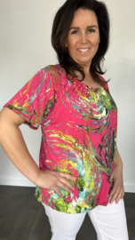 Ballon shirt met elastiek tornado fuchsia (+size)