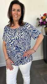 Ballon shirt met elastiek jungle zebra marine (+size)