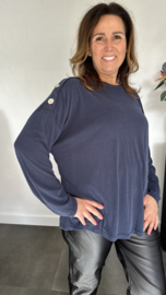 Ribbel shirt met knopen marine