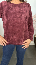 Baby rib sweater 2D reliëf print Bordeaux