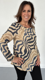 Shirt golden tijger lurex blauw