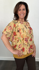 Blouse met boord roos mosterd