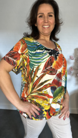 Ballon shirt met elastiek Coloured Palm