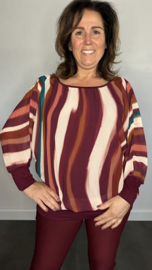 Blouse met boord wavy stripes bordeaux