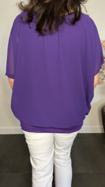 Blouse met boord korte mouw +SIZE paars