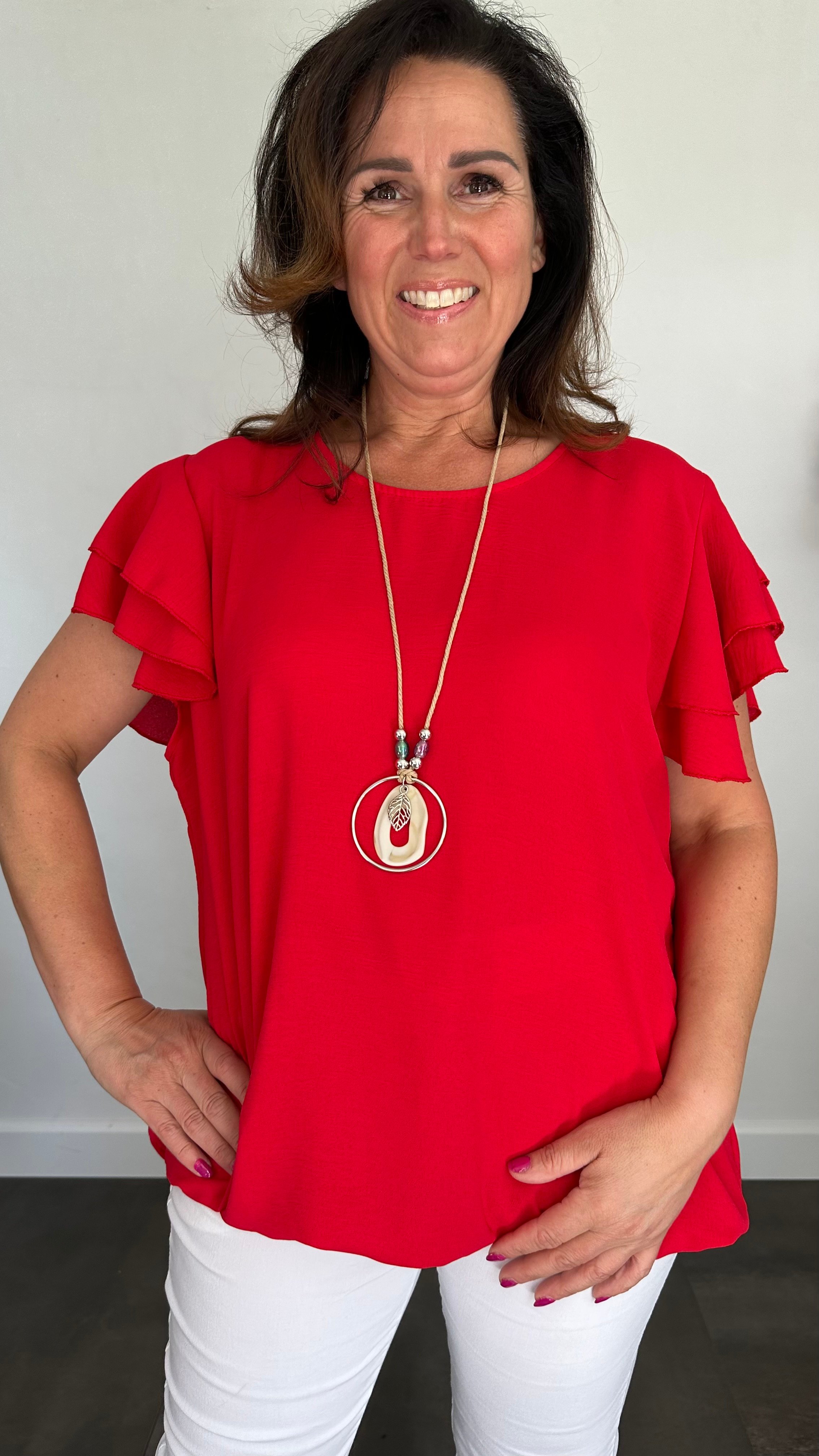 Shirt Celine met ketting rood +SIZE