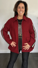 Korte teddy jas met bies en rits Bordeaux