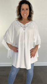 Tuniek/ blouse chantal met kant wit +SIZE