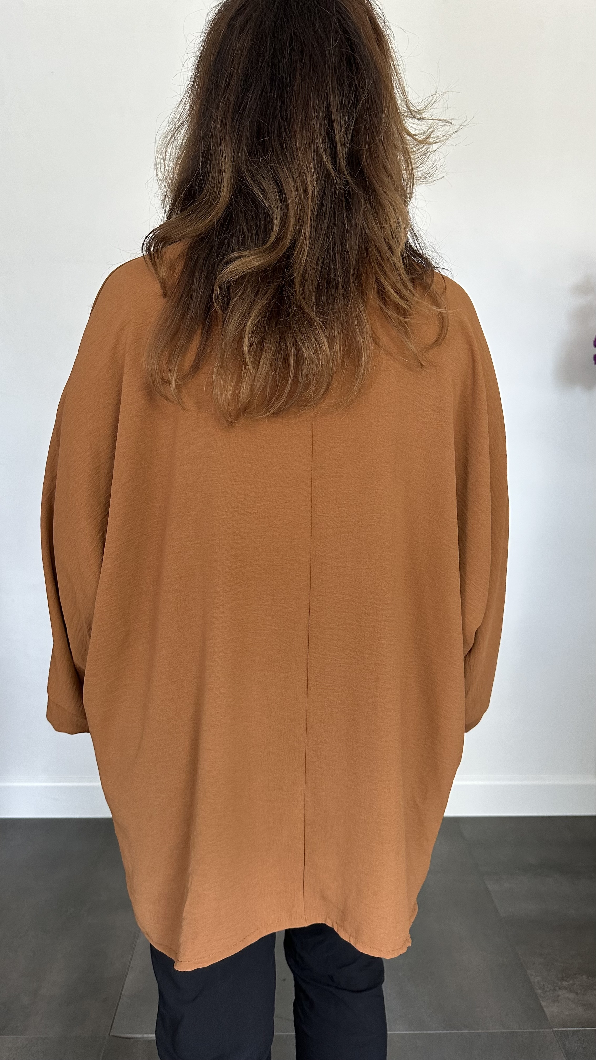 Crepe shirt hearts +SIZE cognac