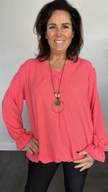 Top Maya lange mouw +SIZE koraal