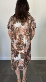 Stretch jurk Gold paisley roze