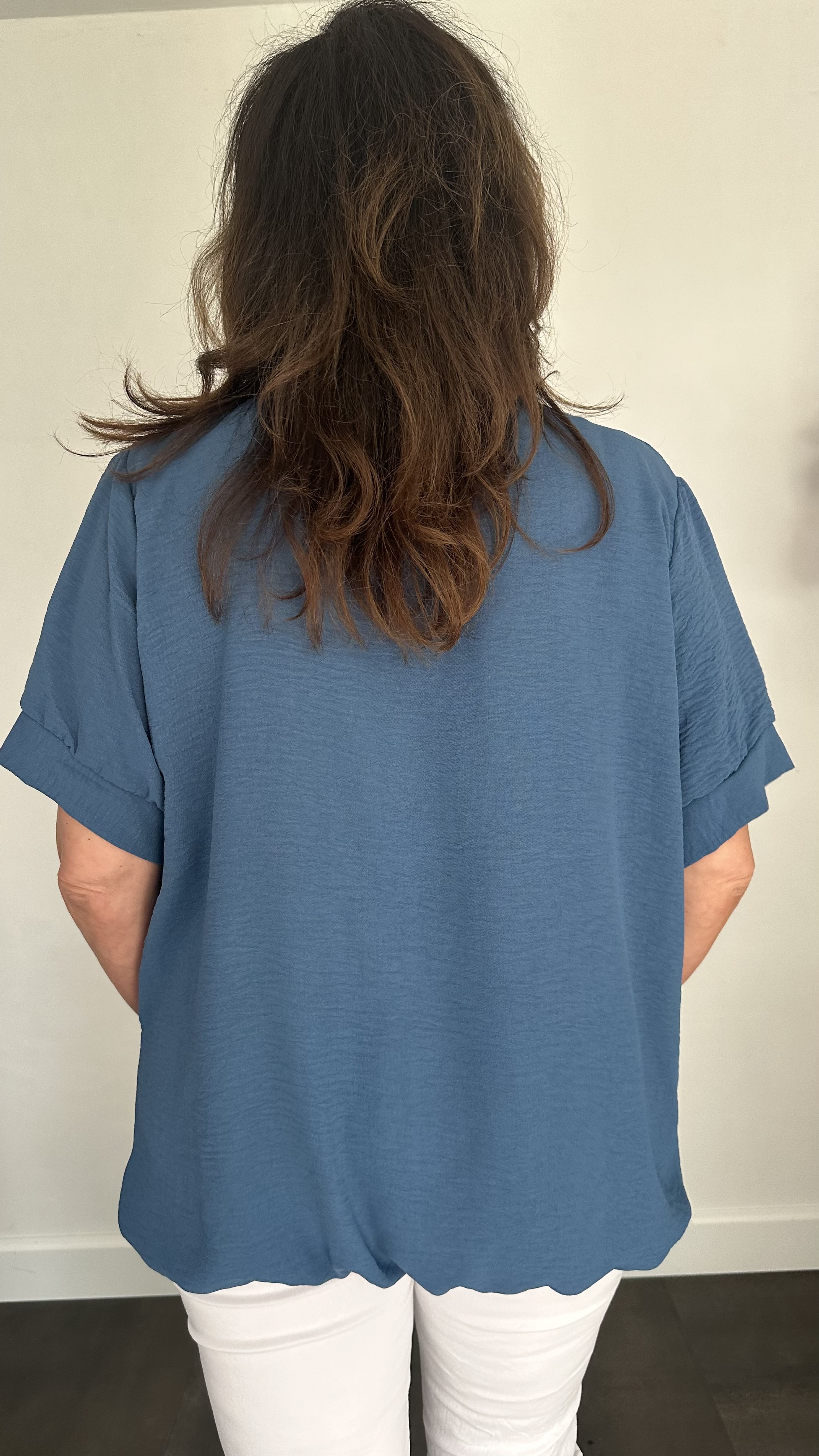 Top Maya korte mouw +SIZE jeans blauw