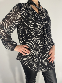 Blouse met strik New tijger zwart