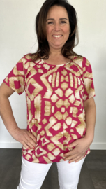 Ballon shirt met elastiek inca fuchsia (+size)