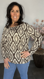 Ballon shirt met elastiek Snake zand/ taupe