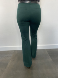 Flared pantalon met riem donker groen