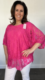 Kanten blouse charlotte +SIZE fuchsia