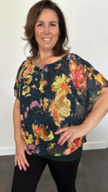 Blouse met boord roos donkergroen