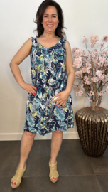 Jurkje met V-hals Leaves marine/mint/lime