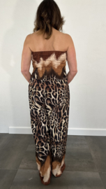 Strapless jumpsuit panter camel