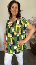Shirt met koord travel Franjers groen
