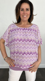 Blouse met boord zig zag lila