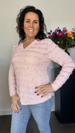 Top met v-hals ruffles Roze