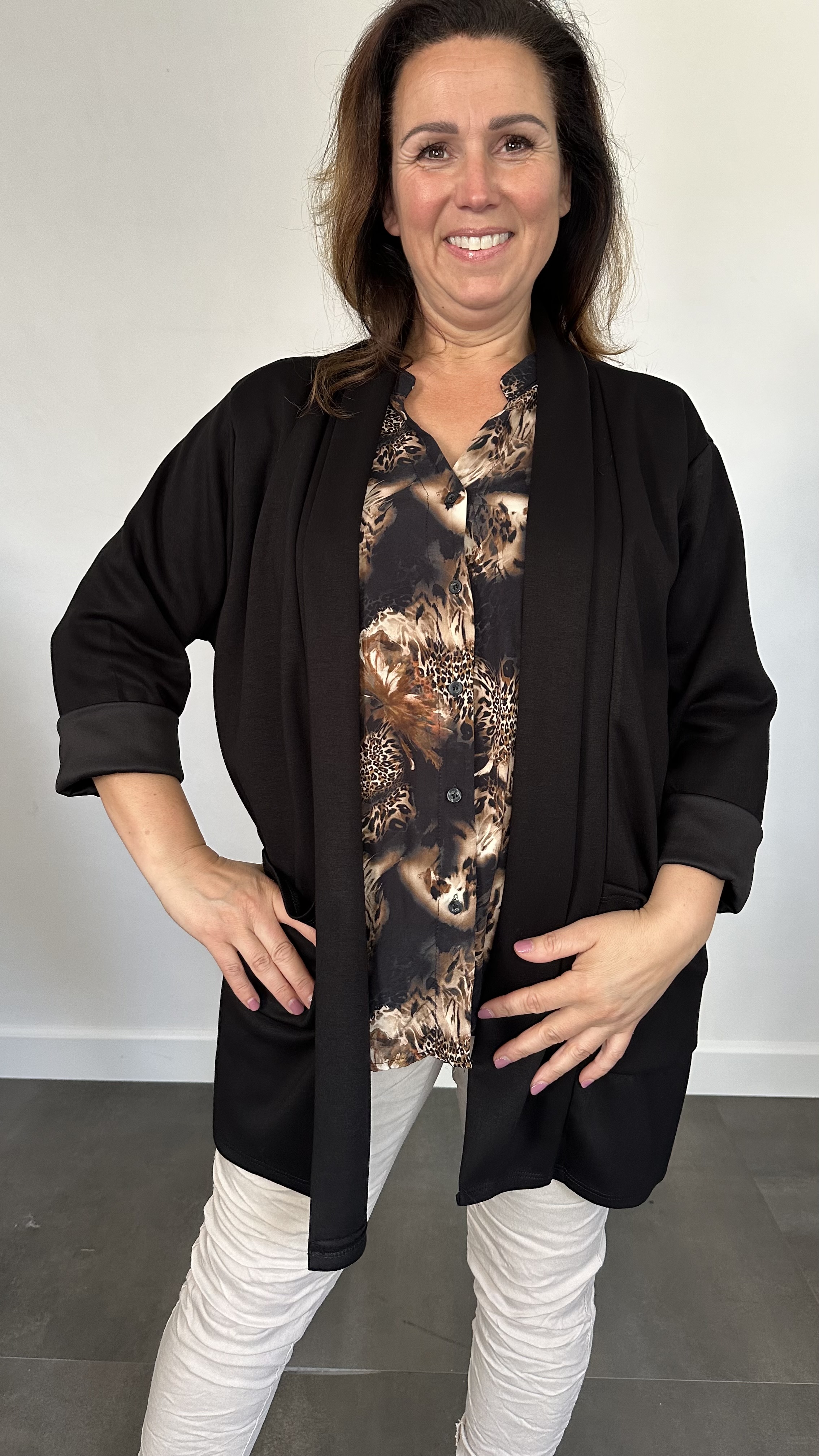 Vest Lisa met sjaalkraag +SIZE zwart