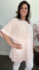Broderie shirt Fiona roze