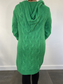 Kabel vest met capuchon groen SALE