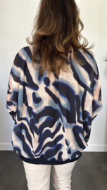 Blouse met boord lange mouw +Size Extra Lava marine