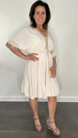 Korte jurk Roxy met elastiek beige/zand