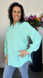 Crepe blouse Leonie met ruche Mint