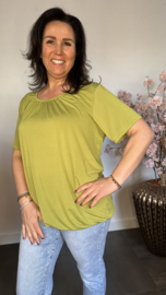 Ballon shirt travel met elastiek avocado